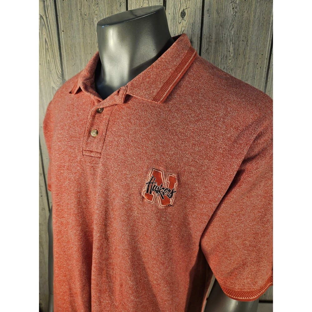 Vintage Active Nebraska Cornhusker Thermal Embroidered Polo Shirt Mens 2XL